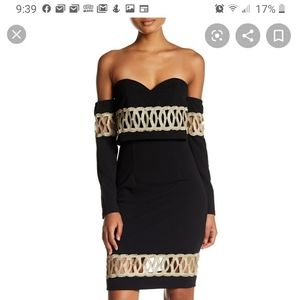 Soieblu Off-the-shoulder metallic detail dress